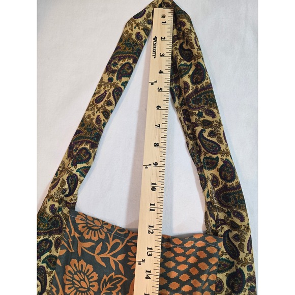 Boho Patchwork Tote Bag Shoulder Bag 100% Silk Handmade‎ - Picture 5 of 9